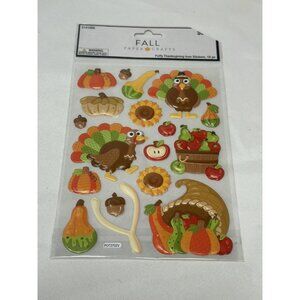 FALL PAPER CRAFTS STICKERS puffy thanksgiving icon 18 count